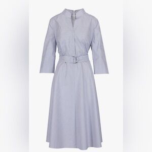 Akris Punto Blue Micro Stripe Belted Dress